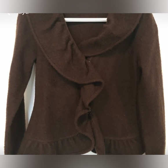 Wool Peplum Style Blazer with Ruffled Collar - Picture 1 of 4